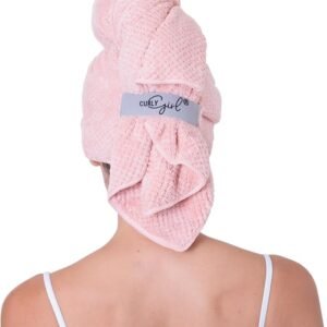 Curly Girl: Toalla de microfibra para el cabello, toalla grande de secado rápido de 41 x 31 pulgadas